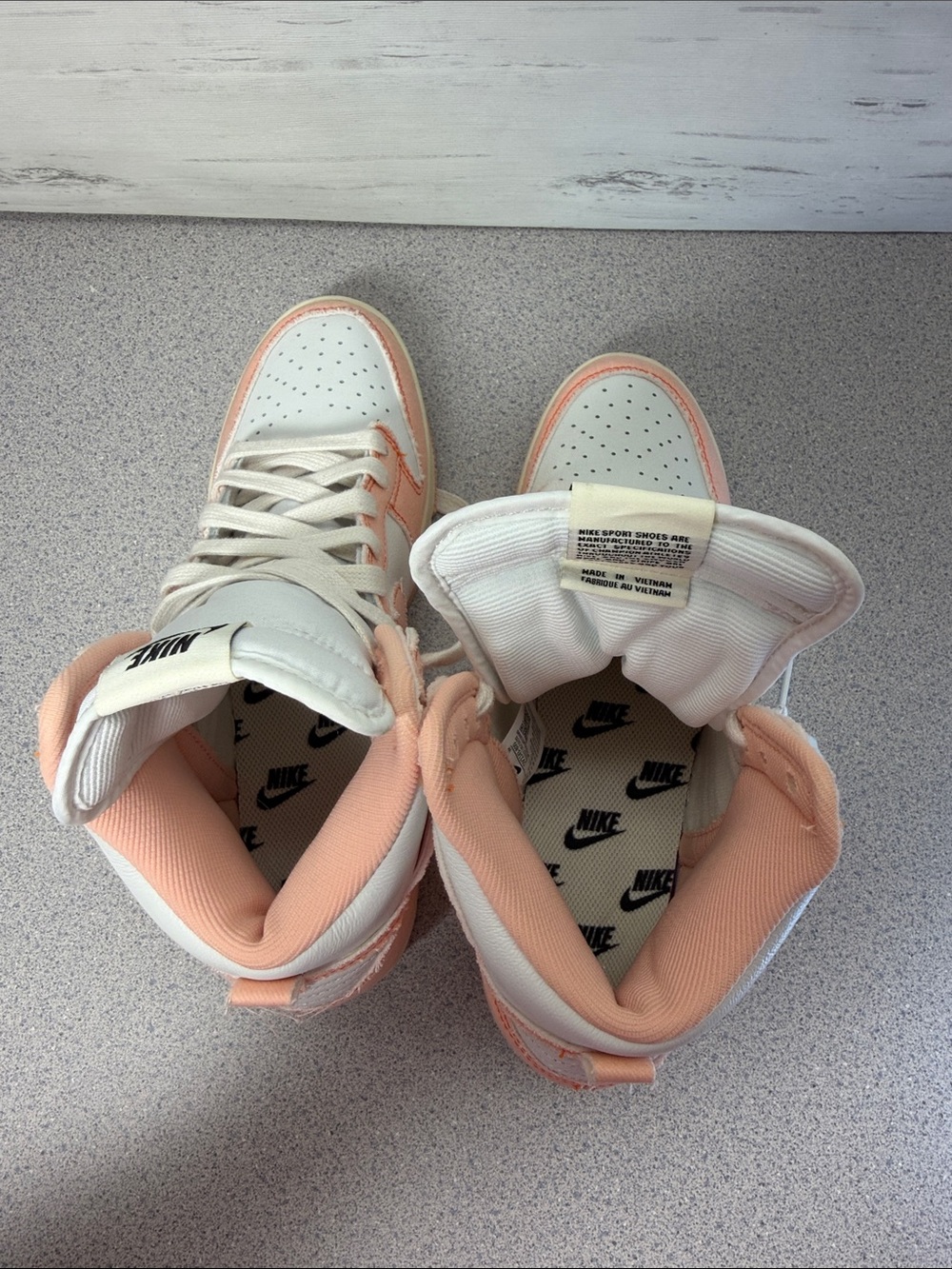Nike Women's High-Top Sneakers in Peach and White - Picture 7 of 10